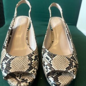 Snake Print Slingback Peep Toe Heels